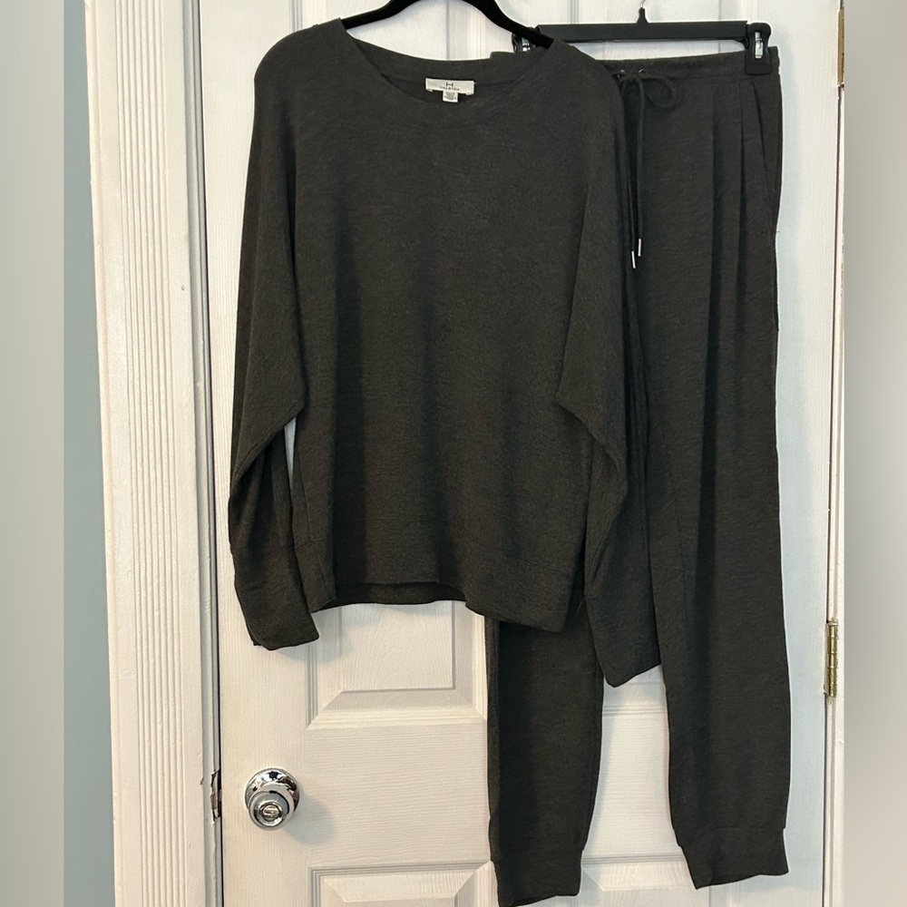 H Halston athleisure, grey top and jogger. XS size top with size small pant.